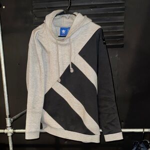 Adidas Gray and Black Diagonal Stripe Hoodie